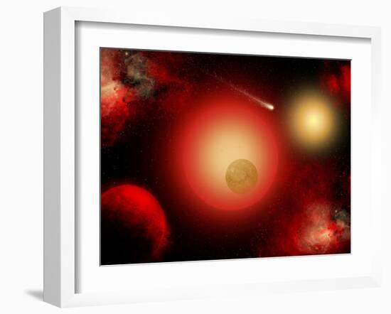 A Distant Binary Star System Located Within the Milky Way-Stocktrek Images-Framed Photographic Print