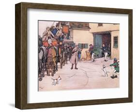 A Distant Response Is Heard from the Yard, and Mr Pickwick, and Mr Turpin Came Running Down-Cecil Aldin-Framed Giclee Print