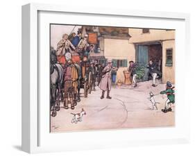 A Distant Response Is Heard from the Yard, and Mr Pickwick, and Mr Turpin Came Running Down-Cecil Aldin-Framed Giclee Print