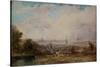 A Distant View of Birmingham, 1825-1830 (Oil on Panel)-Thomas Creswick-Stretched Canvas