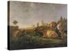 A Distant View of Dordrecht with Sleeping Herdsman and Five Cows-Aelbert Cuyp-Stretched Canvas