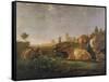 A Distant View of Dordrecht with Sleeping Herdsman and Five Cows-Aelbert Cuyp-Framed Stretched Canvas