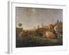 A Distant View of Dordrecht with Sleeping Herdsman and Five Cows-Aelbert Cuyp-Framed Giclee Print