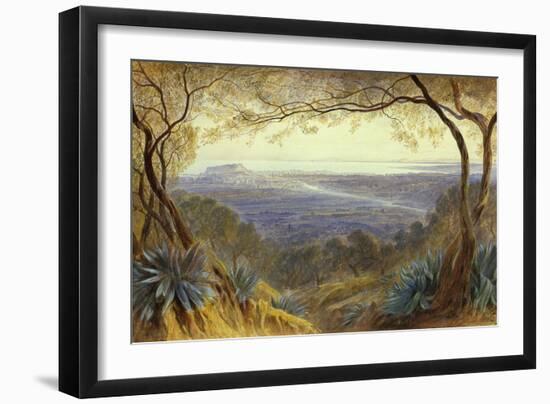 A Distant view of Nice from the Hills, 1876 watercolor-Edward Lear-Framed Premium Giclee Print