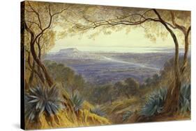 A Distant view of Nice from the Hills, 1876 watercolor-Edward Lear-Stretched Canvas