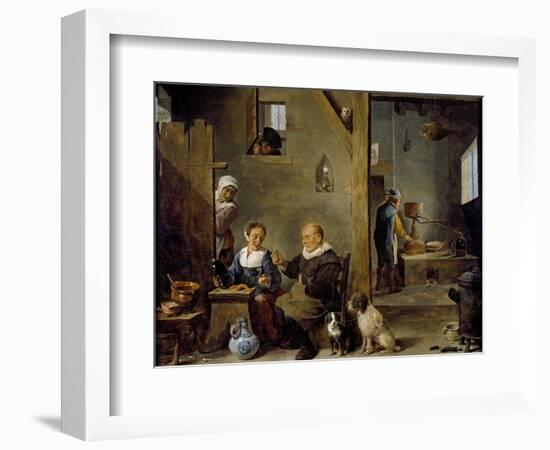 A Distillery with an Elderly Man Buying Gin from a Woman, C. 1640-49-David the Younger Teniers-Framed Giclee Print