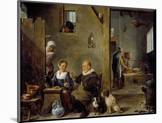 A Distillery with an Elderly Man Buying Gin from a Woman, C. 1640-49-David the Younger Teniers-Mounted Giclee Print