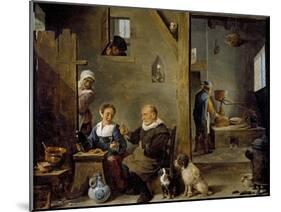 A Distillery with an Elderly Man Buying Gin from a Woman, C. 1640-49-David the Younger Teniers-Mounted Giclee Print