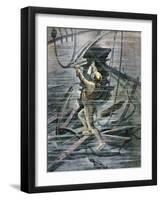 A Diver Searching a Wreck in La Havre Harbour, France, 1892-Henri Meyer-Framed Giclee Print