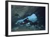 A Diver Using a Diver Propulsion Vehicle in the Blue Springs Cave System-null-Framed Art Print