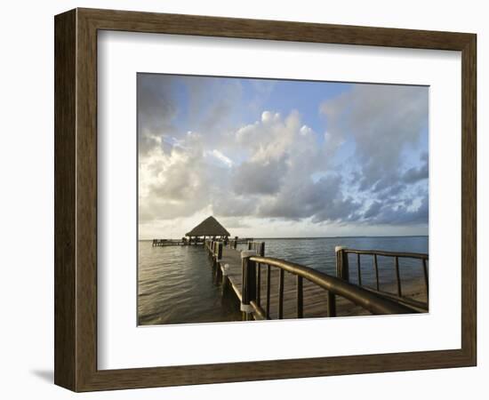 A Dock and Palapa, Placencia, Belize-William Sutton-Framed Photographic Print