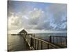 A Dock and Palapa, Placencia, Belize-William Sutton-Stretched Canvas