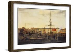 A Dockyard at Wapping-Francis Holman-Framed Giclee Print