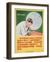A Doctor Looks into a Microscope of Mycobacterium Tuberculosis-null-Framed Art Print