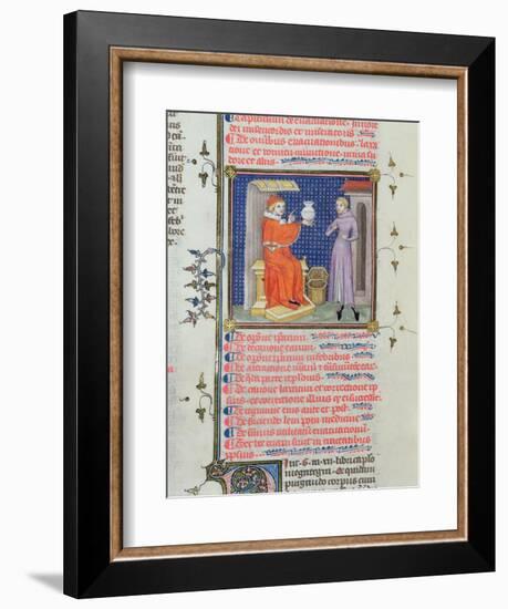 A Doctor Performing a Urine Analysis, from a Manuscript by Rhazes-null-Framed Giclee Print