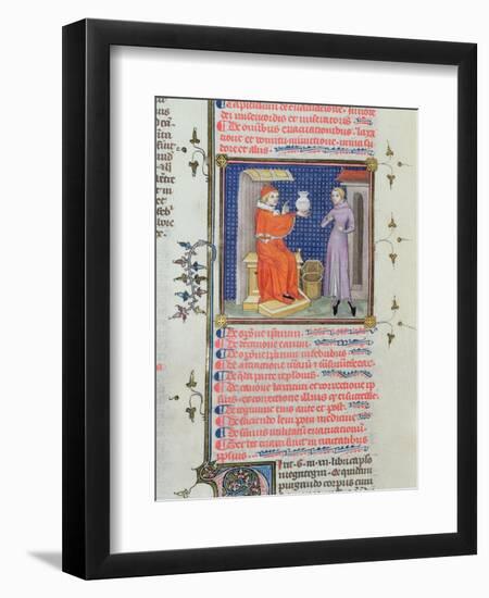 A Doctor Performing a Urine Analysis, from a Manuscript by Rhazes-null-Framed Giclee Print