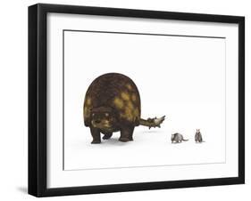 A Doedicurus Glyptodont Compared to Modern Armadillos-null-Framed Art Print