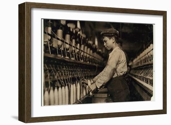 A Doffer Replaces Full Bobbins at Globe Cotton Mill, Augusta, Georgia, 1909-Lewis Wickes Hine-Framed Photographic Print