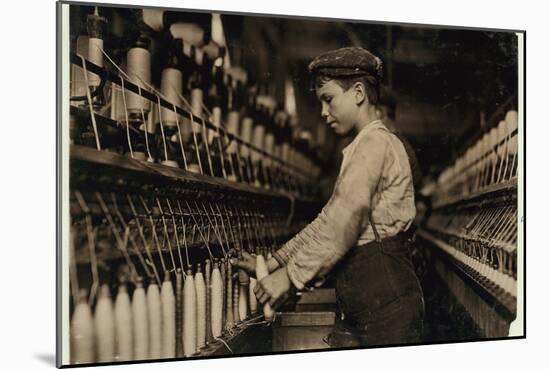 A Doffer Replaces Full Bobbins at Globe Cotton Mill, Augusta, Georgia, 1909-Lewis Wickes Hine-Mounted Photographic Print