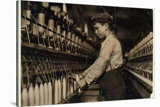 A Doffer Replaces Full Bobbins at Globe Cotton Mill, Augusta, Georgia, 1909-Lewis Wickes Hine-Stretched Canvas