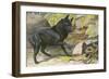 A Dog Encounters a Snake-null-Framed Art Print