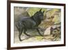 A Dog Encounters a Snake-null-Framed Premium Giclee Print