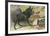 A Dog Encounters a Snake-null-Framed Premium Giclee Print