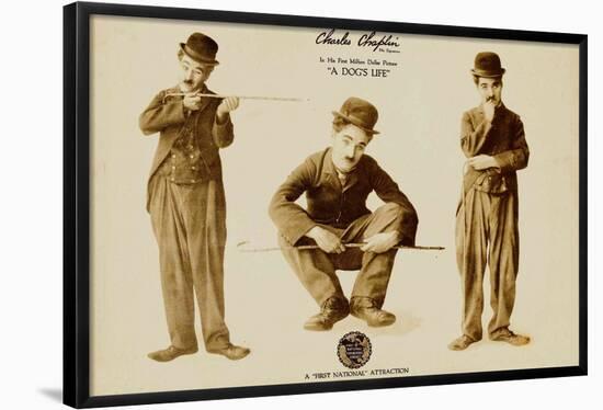 A Dog's Life, Charlie Chaplin Poster Print-null-Framed Poster