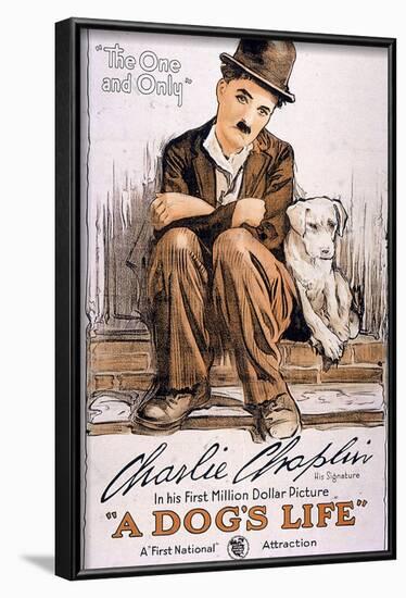 A Dog's Life Movie Charlie Chaplin Poster Print-null-Framed Poster