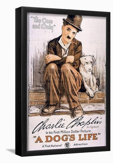 A Dog's Life Movie Charlie Chaplin Poster Print-null-Framed Poster