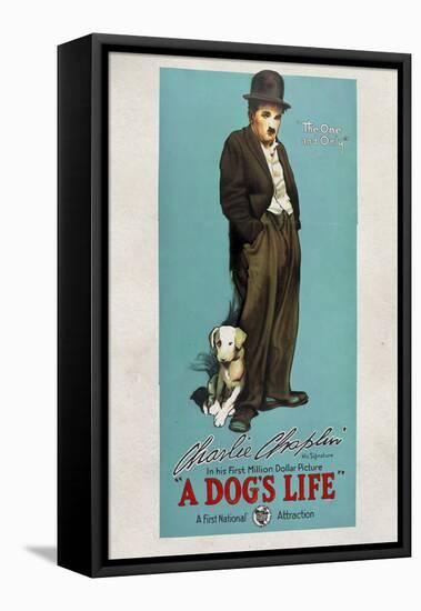 A Dog's Life Movie Charlie Chaplin Tramp Poster Print-null-Framed Stretched Canvas