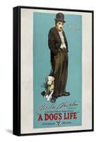 A Dog's Life Movie Charlie Chaplin Tramp Poster Print-null-Framed Stretched Canvas