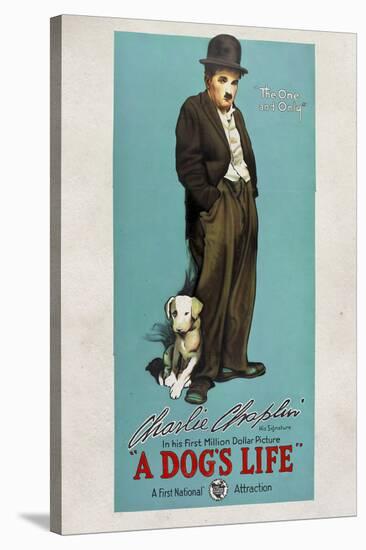 A Dog's Life Movie Charlie Chaplin Tramp Poster Print-null-Stretched Canvas