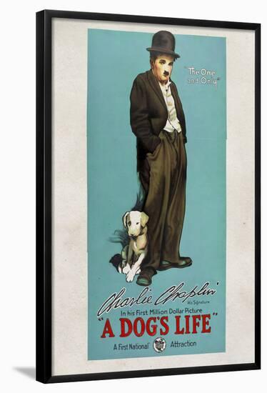 A Dog's Life Movie Charlie Chaplin Tramp Poster Print-null-Framed Poster