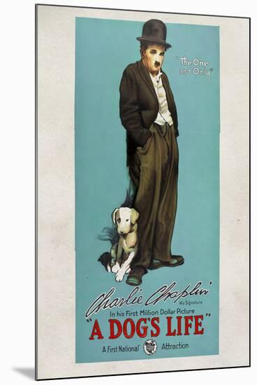 A Dog's Life Movie Charlie Chaplin Tramp Poster Print-null-Mounted Poster