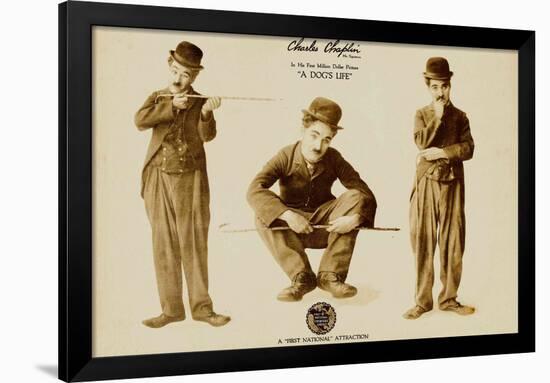 A Dog's Life Movie Charlie Chaplin Tramp Scraps-null-Framed Art Print