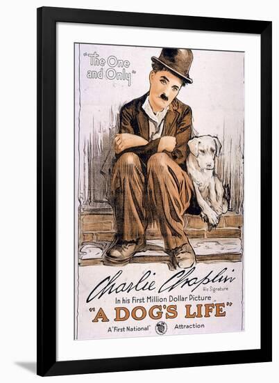 A Dog's Life Movie Charlie Chaplin-null-Framed Art Print