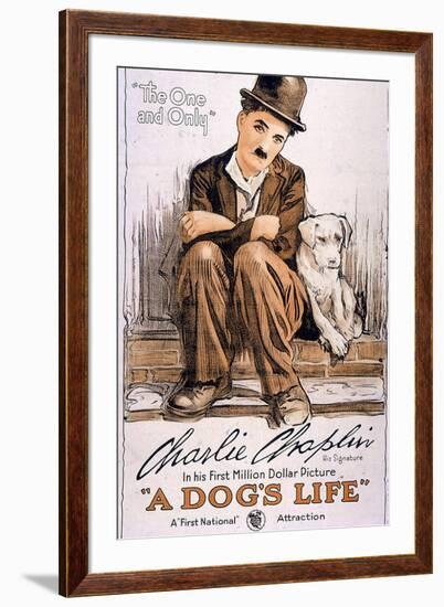 A Dog's Life Movie Charlie Chaplin-null-Framed Art Print