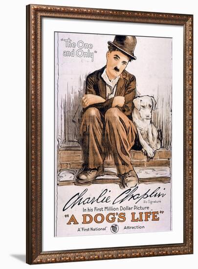 A Dog's Life Movie Charlie Chaplin-null-Framed Art Print