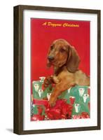 A Doggone Christmas, Dachshund-null-Framed Art Print