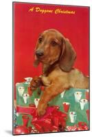 A Doggone Christmas, Dachshund-null-Mounted Art Print