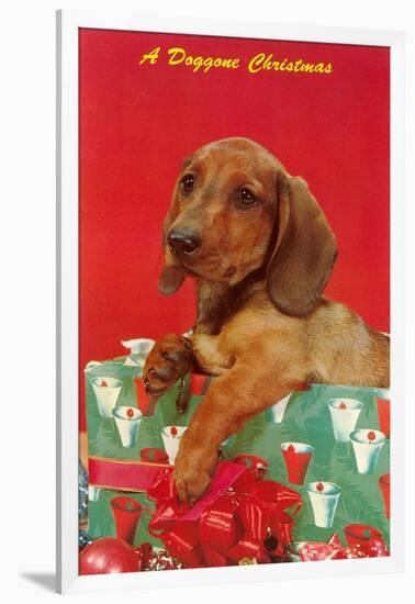 A Doggone Christmas, Dachshund-null-Framed Art Print