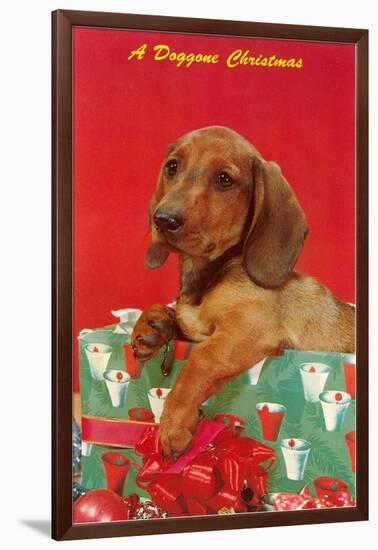 A Doggone Christmas, Dachshund-null-Framed Art Print