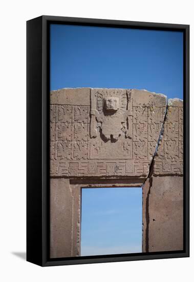 A Doorway in the Ancient City of Tiwanaku-Alex Saberi-Framed Stretched Canvas