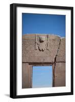 A Doorway in the Ancient City of Tiwanaku-Alex Saberi-Framed Premium Photographic Print