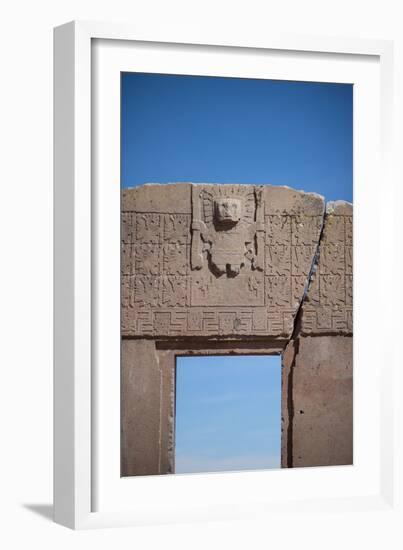 A Doorway in the Ancient City of Tiwanaku-Alex Saberi-Framed Photographic Print