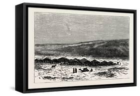 A Douar, or Encampment of Bedoweens. Douar Doukkara Is a Settlement in the Western Part of Morocco-null-Framed Stretched Canvas