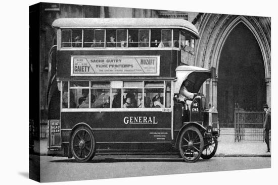 A Double-Decker Bus Standing Outside the Law Courts, London, 1926-1927-null-Stretched Canvas