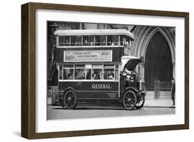 A Double-Decker Bus Standing Outside the Law Courts, London, 1926-1927-null-Framed Giclee Print