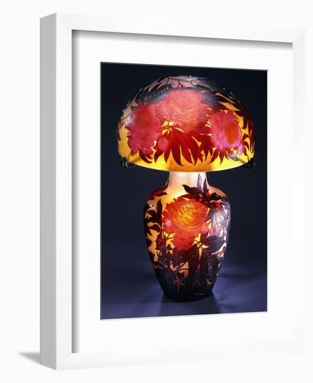 A Double Overlaid and Etched Glass Table Lamp-Emile Galle-Framed Giclee Print